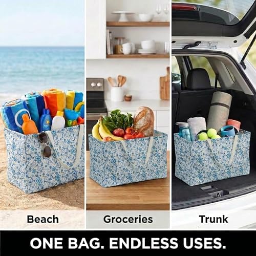 Household Essentials White and Blue Floral Krush Container All-Purpose Utility - Image 5