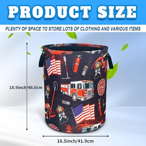 Fire Truck Fireman Laundry Basket Foldable Oxford Cloth 18.9 x 16.5 Inch - Image 3