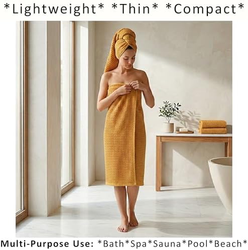 PÜSKÜL Natural 100% Turkish Cotton Waffle Bath Towels Set of 2, Extra-Large - Image 2