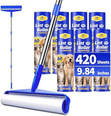 9.84" Large Extra Sticky Lint Roller, 58.3" Long Handle Lint Remover by Unknown