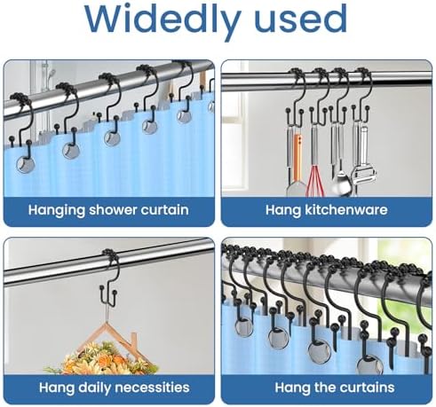 Black Shower Curtain Hooks Double Sided - Image 6