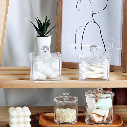 SheeChung Square Acrylic Qtip Holder, 1 Pack Bathroom Canisters - Image 7