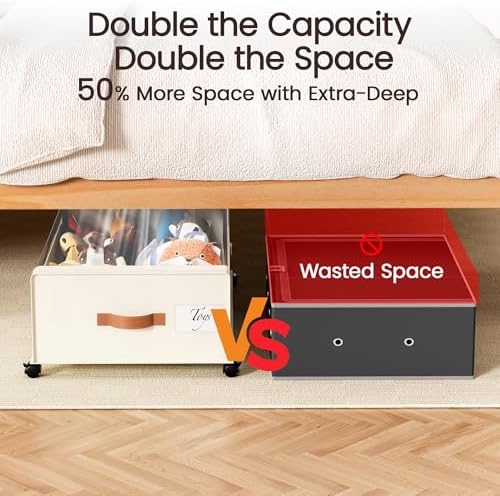 Yecaye 82L Under Bed Storage Containers, Fits 9.4" Under Bed, 2 Pack - Image 4