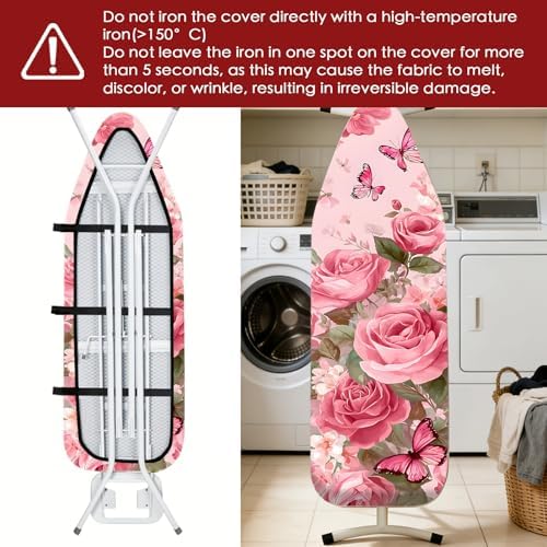 Nuxovilar Rose Butterfly Cotton Ironing Board Cover 15x54 Fabric - Image 6
