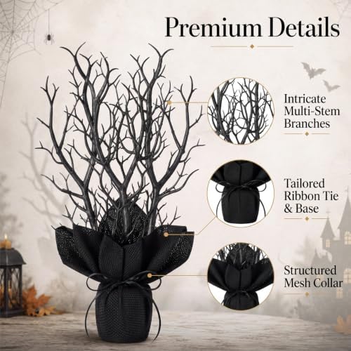2 Pcs 13.8 Inches Halloween Black Artificial Branches Plastic Faux Manzanita - Image 3