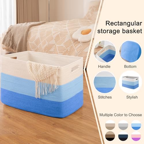 OIAHOMY 108L Extra Large Blanket Basket Dog Toy Basket Gradient Light Blue - Image 3