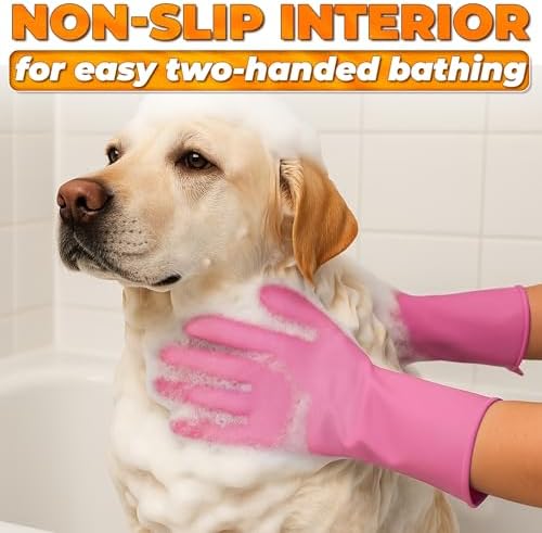Cat and Dog Washing Gloves, 1 Pair, 11.6 in, Soft Silicone - Image 6