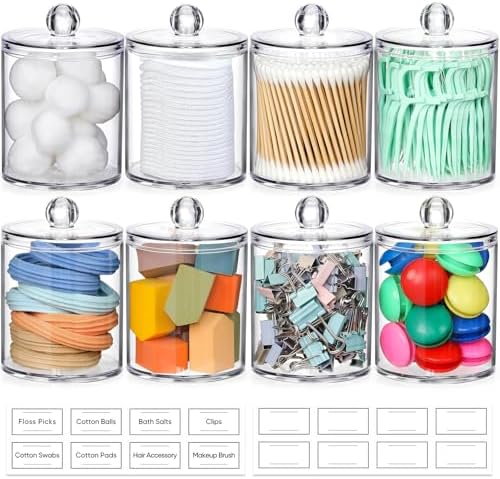 8 Pack Acrylic Qtip Holder Dispenser by AOZITA
