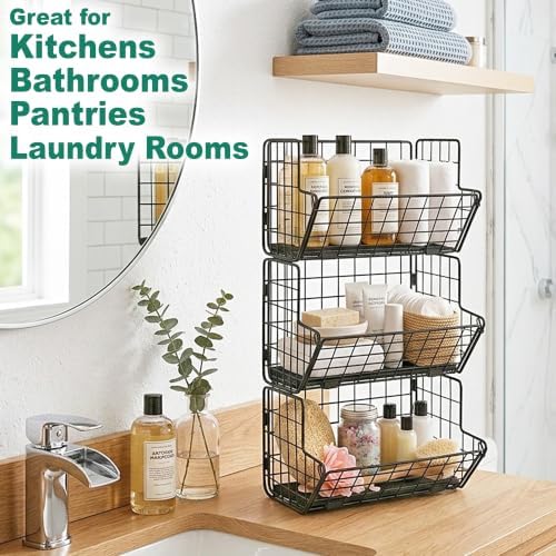 3-Tier Fruit Basket for Kitchen, 2-in-1 Countertop & Over Cabinet Door Hanging - Image 6