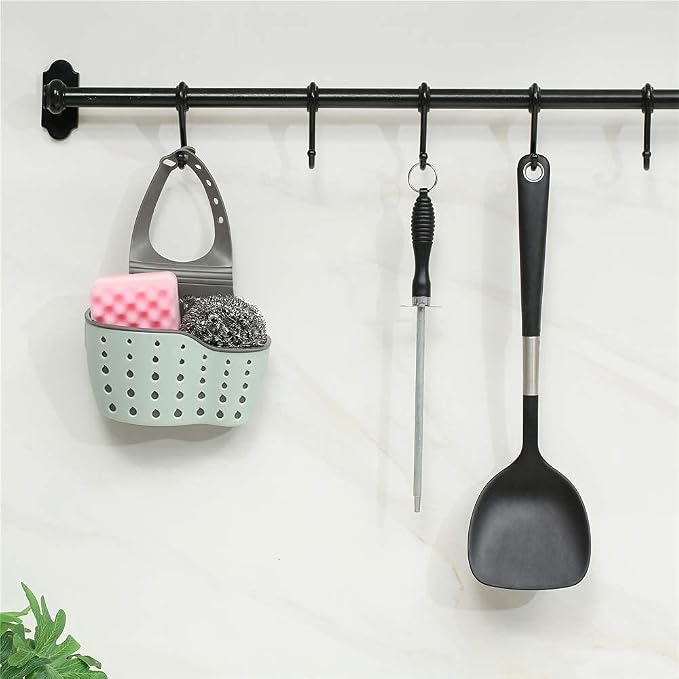 Kitchen Sink Caddy Sponge Holder Silicone Plastic Soap Holder Hanging Ajustable - Image 6