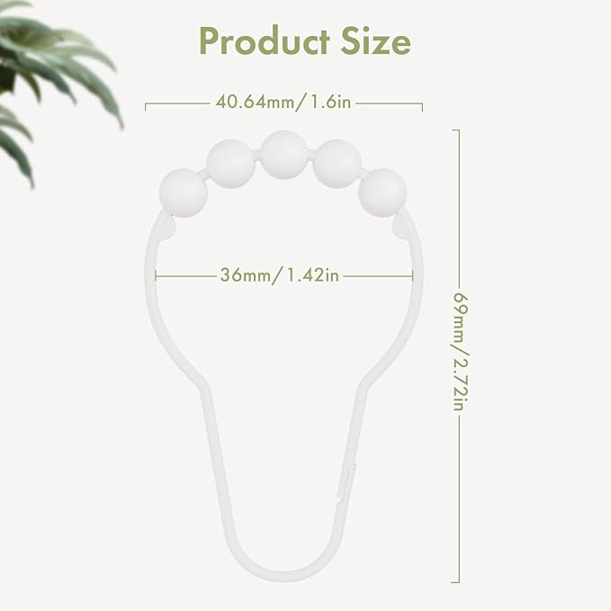 Shower Curtain Hooks, Decorative Shower Curtain Hooks Rust-Resistant Stainless - Image 3