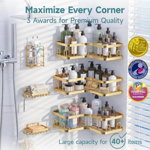 Veken Large Capacity Corner Shower Caddy 6-Pack, Advanced Rustproof Design - Image 2
