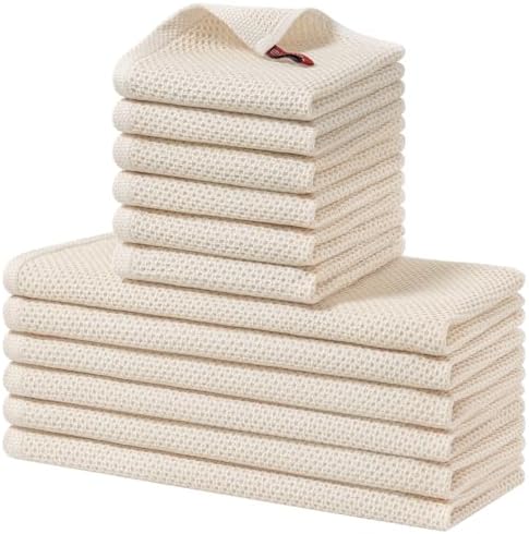 Homaxy 12 Pack 100% Cotton Kitchen Towels and Dishcloths Set by Homaxy