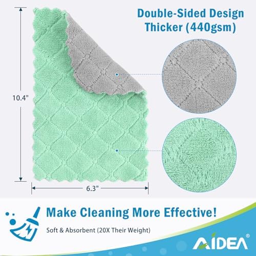 AIDEA Kitchen Dishcloths, 12 PK Absorbent Dish Towels Coral Fleece 6"x10.4" - Image 6