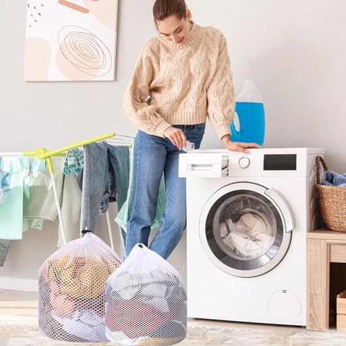 2pcs Mesh Laundry Bags for Socks, Machine Washable Drawstring Design Travel - Image 4