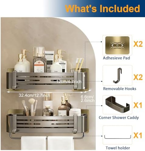 Shower Caddy, No-Drilling Adhesive Shower Shelves - Image 4