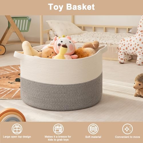 OIAHOMY 115L Extra Large Blanket Basket Living Room Laundry Basket Grey - Image 3