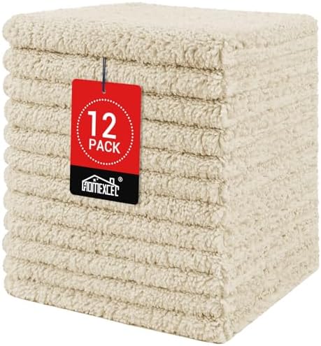 HOMEXCEL Washcloths 12PK, Ultra Soft&Highly Absorbent Face Towels, 12X12 in by HOMEXCEL