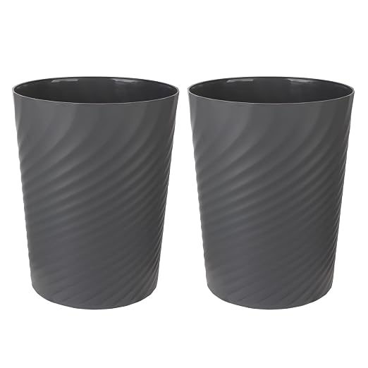 Plastic Small Bathroom Trash Can Wastebasket Garbage Can, Dark Grey, 2 Pack | by UUJOLY