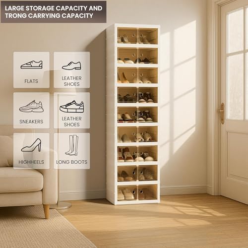Foldable Shoe Organizer Storage Box Set of 6, Portable Extra Large Folding Shoe - Image 5