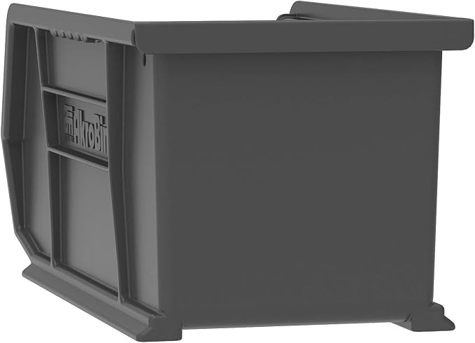 Akro-Mils 30237 AkroBins Plastic Storage Bins, Space-Saving Stackable Bins for Garage, Pantry, Craft Organization, 9-" x 6-" x 5-", Black, 12-Pack