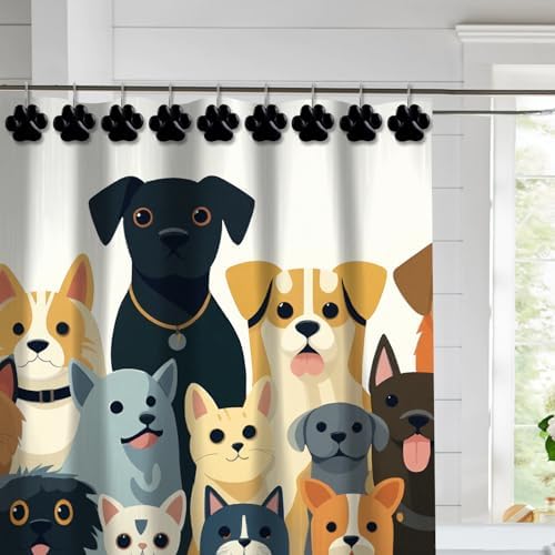 12-Piece Cat Paw Print Shower Curtain Hooks - Image 3