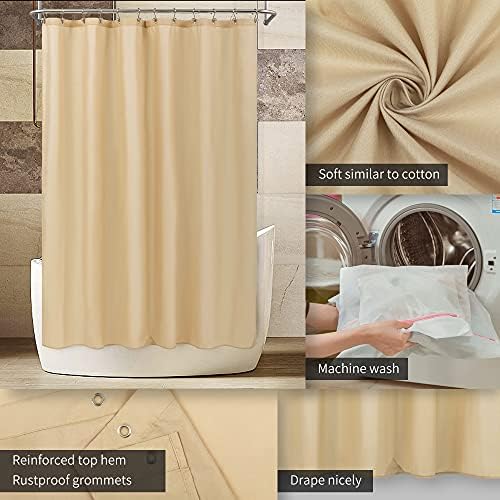 ALYVIA SPRING Stall Waterproof Fabric Shower Curtain or Liner Khaki - Image 3