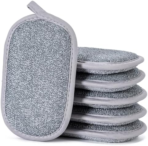 Non Scratch Scrub Sponge-6pack, Dual-Sided Sponges Kitchen by CADONO