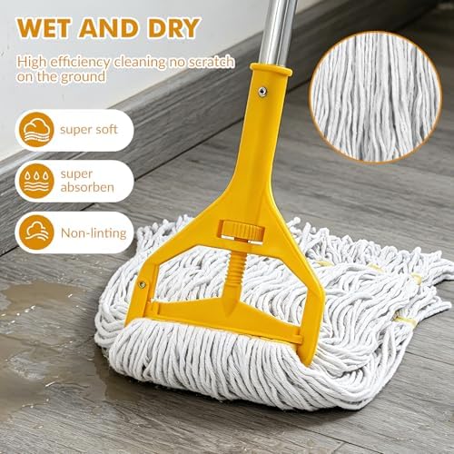 Commercial Mop Heavy Duty Industrial Mop- 3 Extra Large Cotton Looped Heads - Image 3