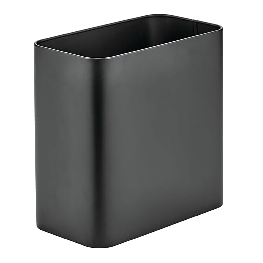 mDesign Small Metal 2.4 Gallon/9 Liter Trash Can Wastebasket Garbage Bin - Image 5