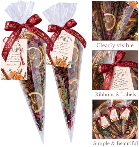 50 Sets Christmas Potpourri Bags, Empty Pot Pourri Clear Cone Gifts Bags - Image 3