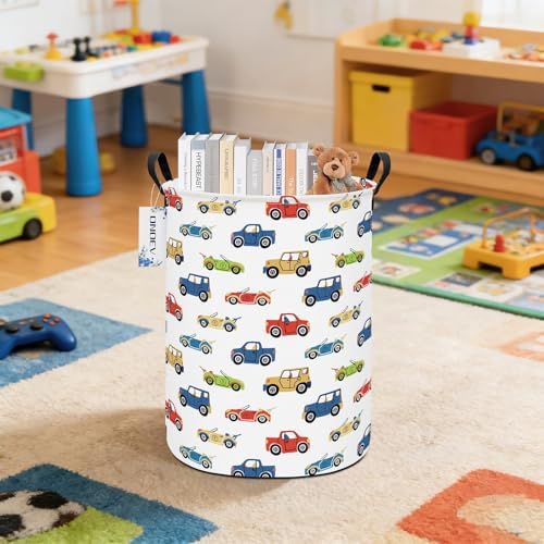 Round Collapsible Cartoon Car Laundry Hamper - Image 4