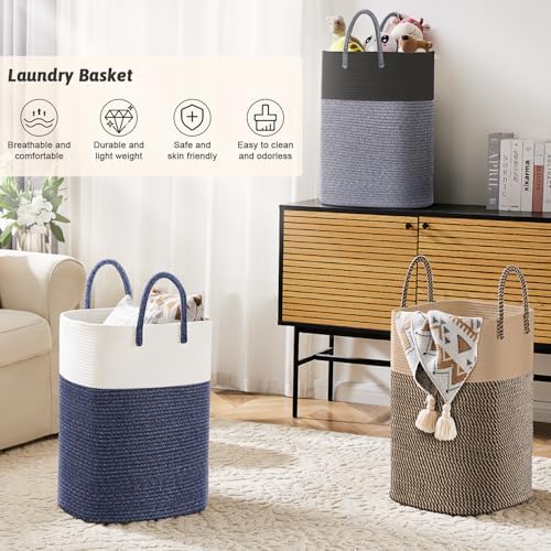 Laundry Basket, Woven Cotton Rope Laundry Hamper, Versatile Storage - Image 4