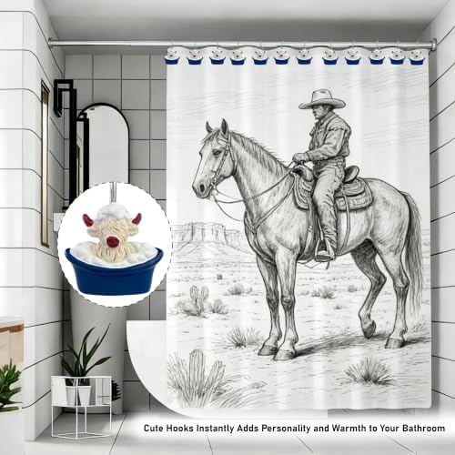12 Pcs Funny Theme Highland Cow Shower Curtain Hooks - Image 6