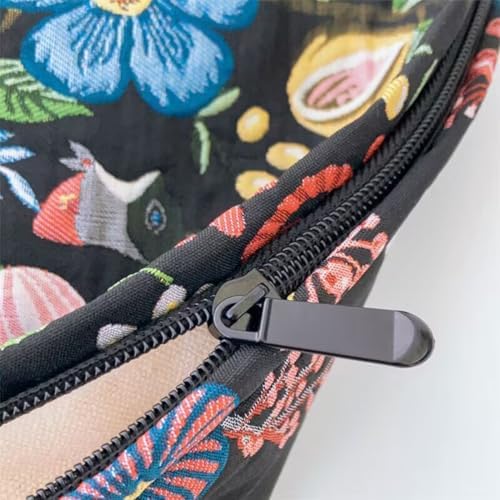 Embroidery Makeup Bags for Women, Floral Cosmetic Pouch Latge Purse - Image 6