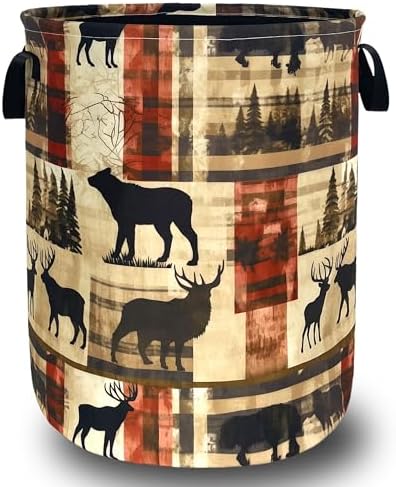 Vintage Forest Bear Laundry Basket Oxford Cloth Foldable Hamper 18.9x16.5In by Unknown