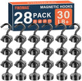 FINDMAG 30LB+ Magnetic Hooks for Cruise Cabins, 28 Pack Black by FINDMAG
