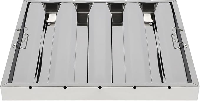 Pack of 6 Range Hood Filter, 19.5" W x 19.5" H 430 Stainless Steel Exhaust Range Hood Filter Commercial 4 Grooves Stove Hood Vent Filter Replacement for Kitchen Restaurants Silver
