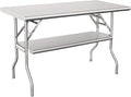 HARDURA Folding Stainless Steel Table 24X48 Inches with Adjustable Undershelf and Legs NSF Commercial Portable Folding Prep Table for Restaurant Kitchen Home and Hotel