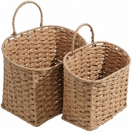 Coeusy Set of 2 Hanging Basket, Paper Rope Wall Basket by WEAVECOMFORTINTOEVERYCORNER