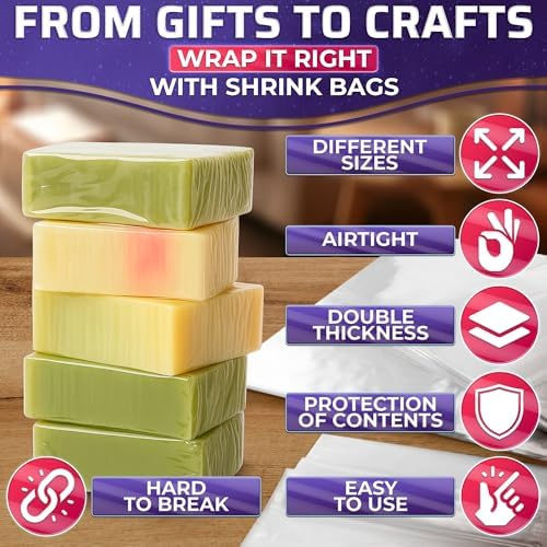 PalaYou 200 Pcs Clear Heat Shrink Wrap Bags, 5x7 Inches, PVC Film - Image 4