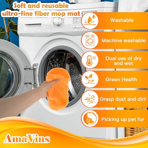 AmaVins 5 Pack Reusable Microfiber Mop Pads Compatible - Image 5