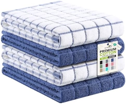Kitinjoy Premium Kitchen Towels, Large 100% Cotton Terry 390 GSM Kitchen Hand by Kitinjoy