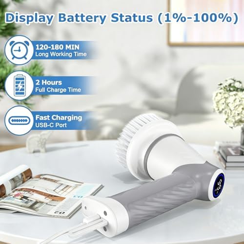 DAESUNG Electric Spin Scrubber, Power Bathroom Scrubber Cleaning Brush - Image 6