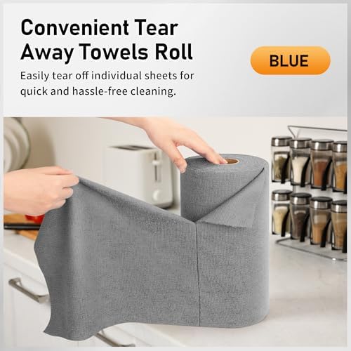 Microfiber Cleaning Cloth Roll, 75 Pack Tear Away Microfiber Towels, Reusable - Image 3