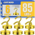 Grtard 6 Pcs Yellow Magnetic Hooks Heavy Duty, 85 LBS Strong Magnet Hooks by Grtard