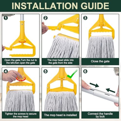 KeFanta Commercial Mop Heavy Duty Industrial Wet Mops, String Cotton Mop | - Image 7