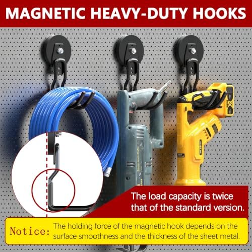 3-H Heavy Duty Magnetic Hooks, No-Drill Garage Power Tool Holder, 4 Pack - Image 3