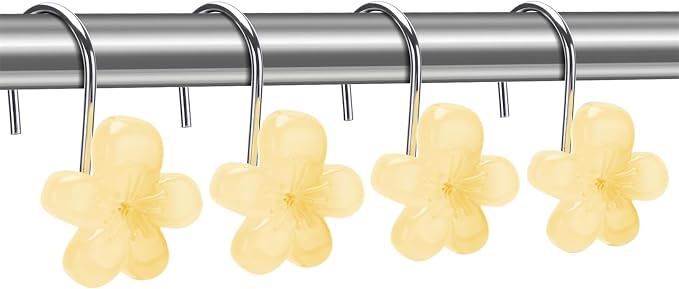 Cute Flower Shower Curtain Hooks, Glow in The Dark, Pretty Floral Themed - Image 4