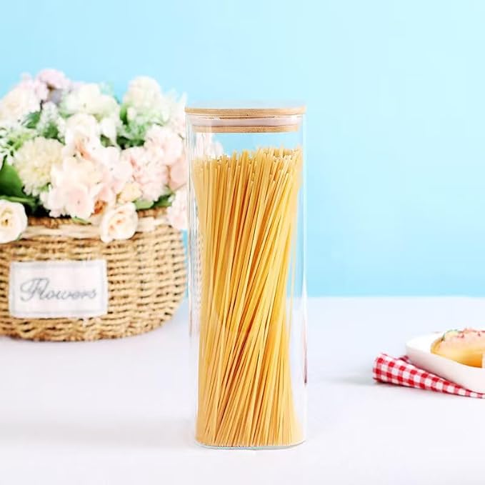 CZZGSM 3 Pack Square Kitchen Storage Jars - 80oz Glass Canisters with Wood Lids - Image 8